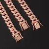 Hip Hop 13mm Rose Gold Cubaanse Link Chain Hangers voor Mannen Iced Out Bling Rhinestone Caange Homme Mode-sieraden