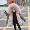 Erkek Kız Kürk Ceket Parkas Kış Faux Fur Liner Ceket Çocuklar039S Dış Giyim İmitasyon Tilki Kürk Hood Ceketleri Katlar TZ1271559238