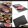 Other Kitchen, Dining Bar & Garden Drop Delivery 2021 Black Fast Thawing Plate Square Defrost Meat Frozen Tray Safety Metal Aluminum Mat Kitc