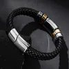 Braccialetti da polso da uomo di lusso intrecciati in pelle stile classico in acciaio inossidabile Q0719