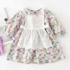 Frühling Herbst Kinder Mädchen Floral Zwei Stück Strampler Infant Baby geboren Kleid Kleidung 211118