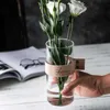カットライフノルディック透明フラワーガラス花瓶リビングルームフラワーテーブル花瓶ガラス家の装飾水水耕植物植物花瓶210623