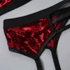 Nxy cockhings sexy set aduloty hot-selling erotische ondergoed sexy grote rode dame lingerie driedelige string zonder stalen ring ribbelbeen lus 1127 1123