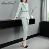Fashion Designer Suit Spring Autumn Women Long sleeve Crystal Tops+3/4 pants Two-piece set 210524