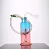 New arrival mini Glass beaker Bong Water Pipes Colorful Rainbow Heady Dab Rigs Small Bubbler ash catcher Hookahs with oil adapter and hose