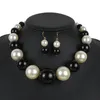 Fashion Simulated Pearl s Women Charm Jewelry Necklace Earrings Set