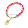 Charm Armbänder Schmuck Mode 6mm Glasperlenkette Weibliche Kristall Hand von Fatima Für Frauen Buddhas-Hand Armreif DIY Drop Lieferung 2021 Raam