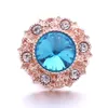 Fiore di strass placcato oro all'ingrosso Ginger Snap Button Chiusure Risultati dei gioielli Zircon Charms 18MM Bottoni automatici in metallo fornitore della fabbrica