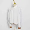 Camicia casual bianca per donna Colletto con risvolto Piume a maniche lunghe Camicette monopetto Stile estivo femminile 210524