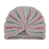 Baby vinter varm stickad hatt barn randig tryckta turban hattar mode nyfödd söt regnbåge beanie skalle cap casual crochet cap g118aiul