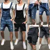 Homens Rasgado Calças de Jeans Riscado Big Brace Macacões Verão Suspender Bolsos Geral Dungarees Homens Casual Jeans Jeans Jumpsuit Macacão X0621