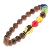 2021 7 Pulseira de Chakra Homens Metal Gold Fish Beads Natural Madeira Budista Buddha Yoga Pulseiras Para As Mulheres Jóias