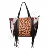 5 färger leopard frans messenger väska party leveranser randig lapptäckning tofs crossbody väskor kvinnor hippie tofsels handbag8571055