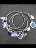 C0bk Braccialetti con ciondoli Fatti a mano Sorority greco Cristallo blu Lettera 1920 Zeta Phi Beta Handsigh Cuore Lucky Clover Bracciale rigido regolabile