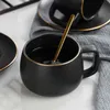 Caneca de café moderna caneca de cerâmica de preto s matte de cerâmica Tazas de café Coffe Copo e pires Tumbler Taza Creativas Casal