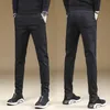 2021 Nowe męskie spodnie Slim Casual Spodnie Pełna długość Moda Biznes Stretch Spodnie Mężczyzna Marka Spodnie Szare Niebieskie Pantalones Y0811
