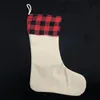 15.8x11.8" Blanc Rouge Plaid Noël Bas Sublimation Blanc Arbre Ornement Décoration Cadeau Sac Pour Enfants Bonbons Sacs Xmas Chaussette Pendentif en Vrac En Gros AAA