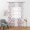 Cortina cortinas 4 cores rosa padrão heer flor cortinas tule para sala de estar simples janela pastoral tela voile quarto