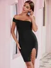 Женщины сексуальные без бретелек черный повязки платье вечернее дизайнер Chian Camestity элегантный шик винтажная вечеринка Vestido 210527