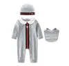 3 pezzi set per bambino pagliaccetti a maniche lunghe in cotone + cappelli + bavaglini tute per bambini tutine per neonati vestiti per bambini primavera autunno pagliaccetto infantile