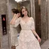 Arrival Summer Self portrait Runway Dress Hollow Short Sleeve Embroidered White Lace Dresses Vestidos 210520