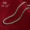 Catene BABYLLNT Collana in argento sterling 925 Catena da 4 mm Corda intrecciata e regalo per gioielli da donna