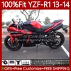 100% Fit Feedings de OEM para Yamaha YZF-R1 YZF R1 1000 CC YZFR1 13 14 Moto Bodywork 94No.72 YZF R1 1000CC YZF1000 2013 2014 YZF-1000 2013-2014 Molde de Injeção Vermelho corpo negro vermelho