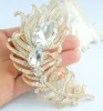 4.33 "Peacock Feather Brosch Pin Pendant Clear Rhinestone Crystal EE05038C13