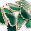 Gold Plated Irregular Shape Natural Geode Stone Agate Pendant Necklace for Gift