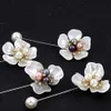 2021 Fashion Sweater Brooch Rose Flower Corsage Camellia Long Needle Pin For Women Shawl Shirt Collar Accessories