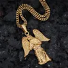 Ciondolo a forma di ali d'angelo da donna in acciaio inossidabile oro hip-hop per collana di gioielli da uomo con pietre