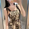 Bow Tie Strap Mesh Dress Femmes Sequin Flower broderie Spaghetti Midi Party Summer Elegant Ladies Casual es 210529