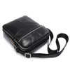 Men's Black Soft Leather Bag Portable Rectangular Multifunctional Crossbody Bags Fashion Casual Shoulder Bag zipper pocket 21*19*8cm