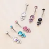 Crystal Belly Button Rings CZ Gem Navel Piercing Bar Chirurgisch Staal Ombligo Dangle Party Barbell voor Woman Body Sieraden