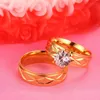 Anéis de Casamento Moda Coreano Casal Anel para Amantes Homens Mulheres Aço Inoxidável Cor De Ouro Jóias Por Atacado Zircon Stone R571G