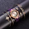 Juego de 5 piezas de relojes de marca de lujo para mujer, reloj con imán degradado, reloj de pulsera informal a la moda para mujer, pulsera sencilla, reloj rosa, regalos 321J