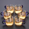 6PCSx120ml Small Heat-resistant Transparent Glass Water Tea Cup With Handle Juice Set Wine Glasses