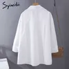 Syiwidii Women Blouses Office Lady Cotton Oversize Plus Size Tops Pink White Blue Long Sleeve Spring Korean Fashion Shirts 210721