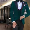 Gwenhwyfar Abito da uomo con risvolto a visiera verde menta su misura Set abito da cerimonia formale da sposo Smoking da sposo 3 pezzi (giacca + pantaloni + gilet) X0909