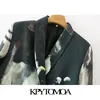 Vrouwen mode stropdas kleurstof print patchwork blazer jas vintage lange mouw zakken vrouwelijke bovenkleding chic veste femme 210416