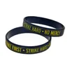 1PC Strike First Strike Hard No Mercy Silicone Wristband Classic Decoration Logo Black Adult Size295e