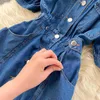 Урожай женские джинсовые платья повседневная уличная одежда летняя мода спагетти ремешок с коротким рукавом одиночные передние сплит джинсы 210603