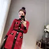 women's Casual Dresses o-neck single breasted long sleeve houndstooth grid knitted pencil dress bodycon slim waist dress SMLXL