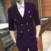 Abiti da uomo 7 colori Abiti da uomo estivi da sposa Abito doppia mezza manica con pantalone Giacca casual Abito slim