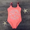 7-14Years 2021 Multicolor Children Barnbarn Flickor Beach Sommar One-Piece Badkläder Baddräkt Bikini Kläder Vestido Baño Niña M4