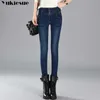 Джинсы Женская высокая талия Черная винтажная джинсовая джинсовая брюки плюс 34 женщина женщина Camisa Feminina Леди толстые брюки 210608