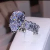 2020 handgemachter Wassertropfen 8ct Lab Diamant Ring 925 Sterling Silber Schmuck Verlobung Ehering Ringe für Frauen Männer Bijou Geschenk Y300Y