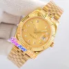 EWF DateJust 41mm Miyota Automatic Mens Watch Diamond Markers Gold Dial Diameds Inner Fluted Bezel 18K Gul Guld Armband Gents Klockor TimeZoneWatch E408B (1)