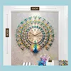 Corloges murales 3d Paacock Clock Europe Decor Watch Living Broom lit.