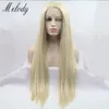 Perucas sintéticas Melody Silver Cinzento Natural Wig Wig Platinum Loira Laço Rendas Frontal Fibra Resistente ao Calor Para As Mulheres Arraste a Rainha